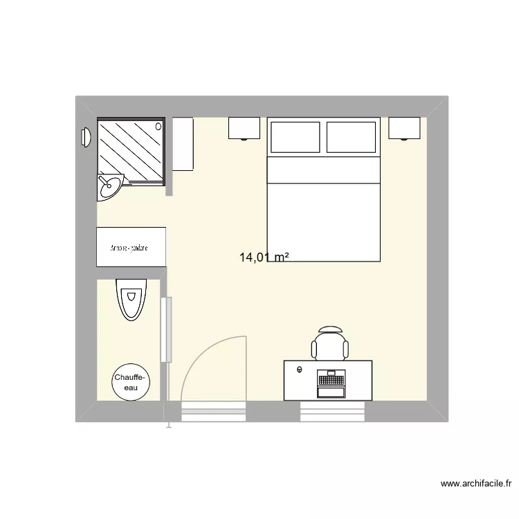 CHAMBRE MARIUS. Plan de 1  et 14 m²