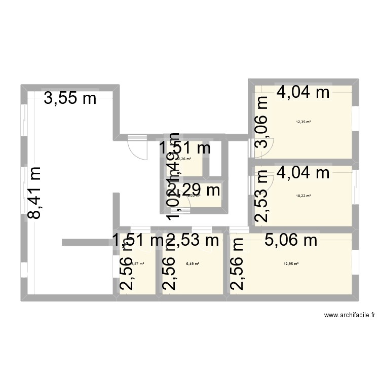 Troyes 1. Plan de 7 pièces et 50 m2
