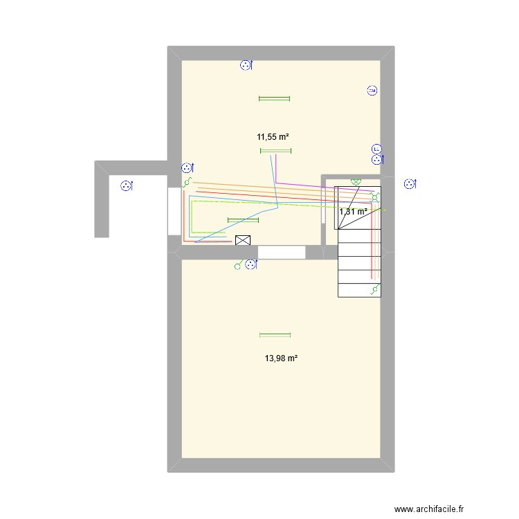 Schéma électrique cave. Plan de 3 pièces et 27 m2