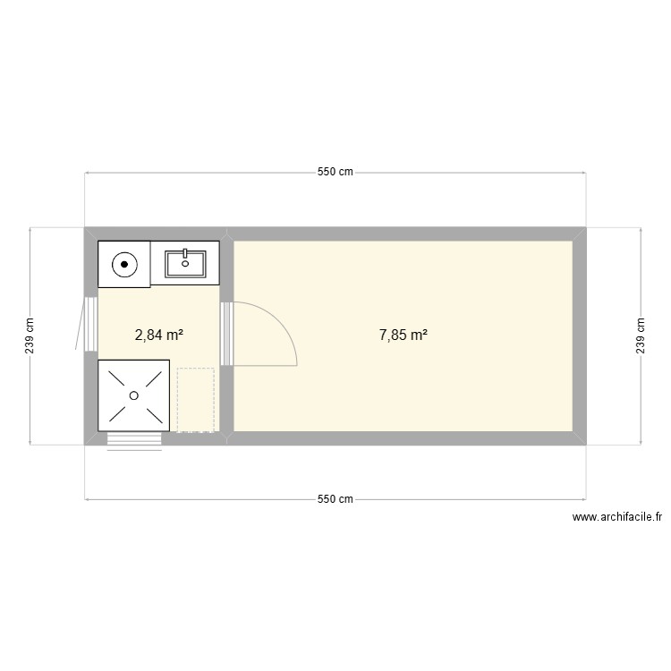 240310-Tiny House. Plan de 2 pièces et 11 m2