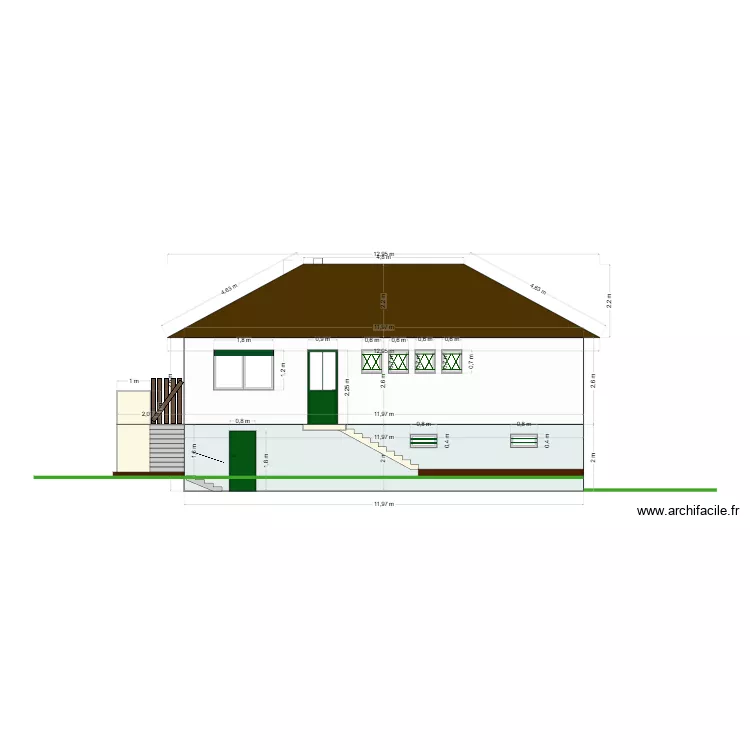 Coupe Facade NORD - Initiale. Plan de 