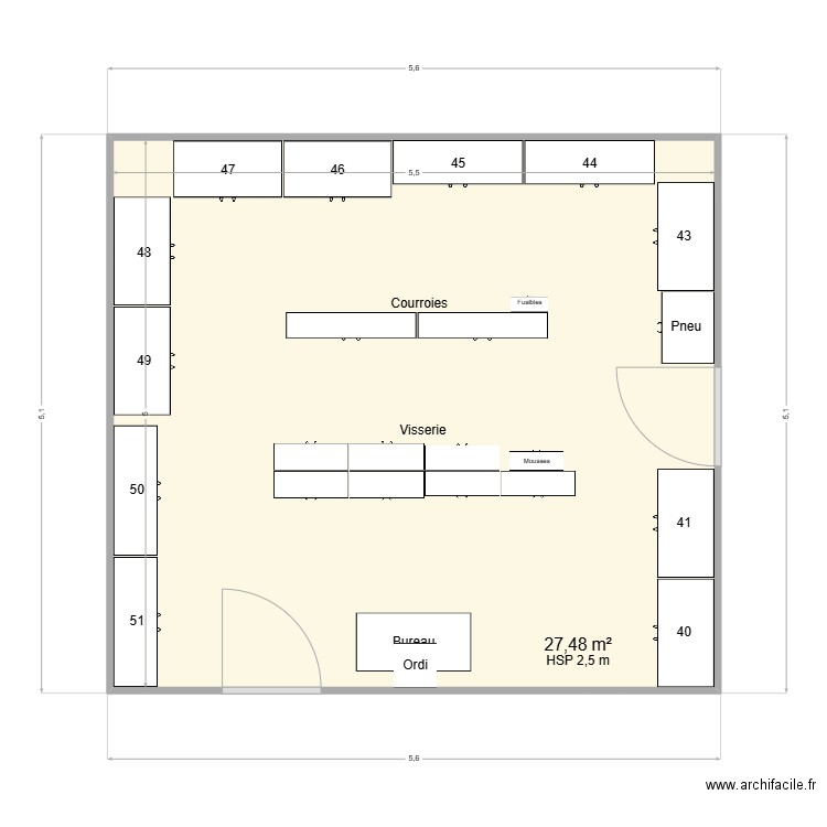 Agencement optimisé. Plan de 1 pièce et 27 m2