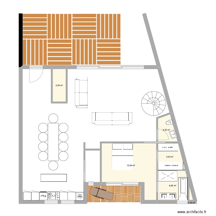 1er etage. Plan de 6 pièces et 26 m2