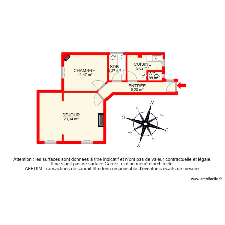 BI 27898. Plan de 7 pièces et 59 m²