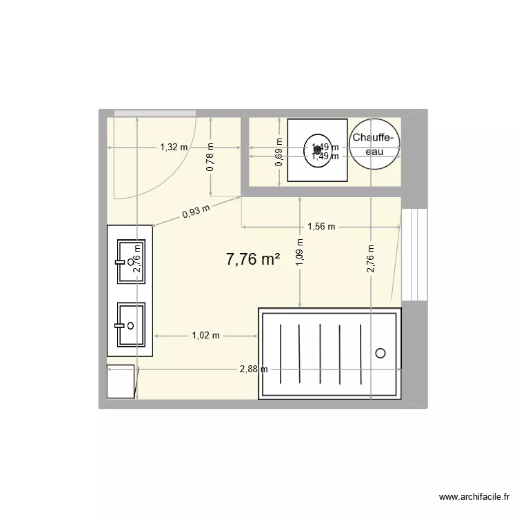 Salle de Bain Hautefage 4 Ter V1. Plan de 