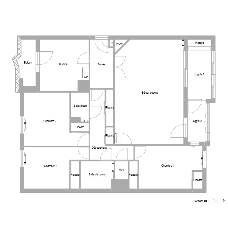 Blech non meublé. Plan de 26 pièces et 123 m2