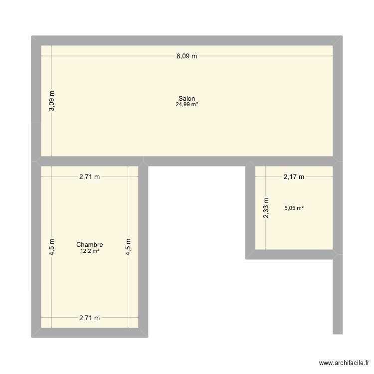 Test. Plan de 3 pièces et 42 m2