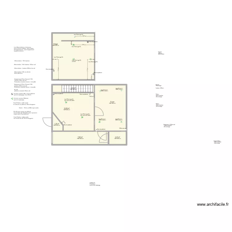Dinan TirNaNog Eclairages. Plan de 7  et 68 m²
