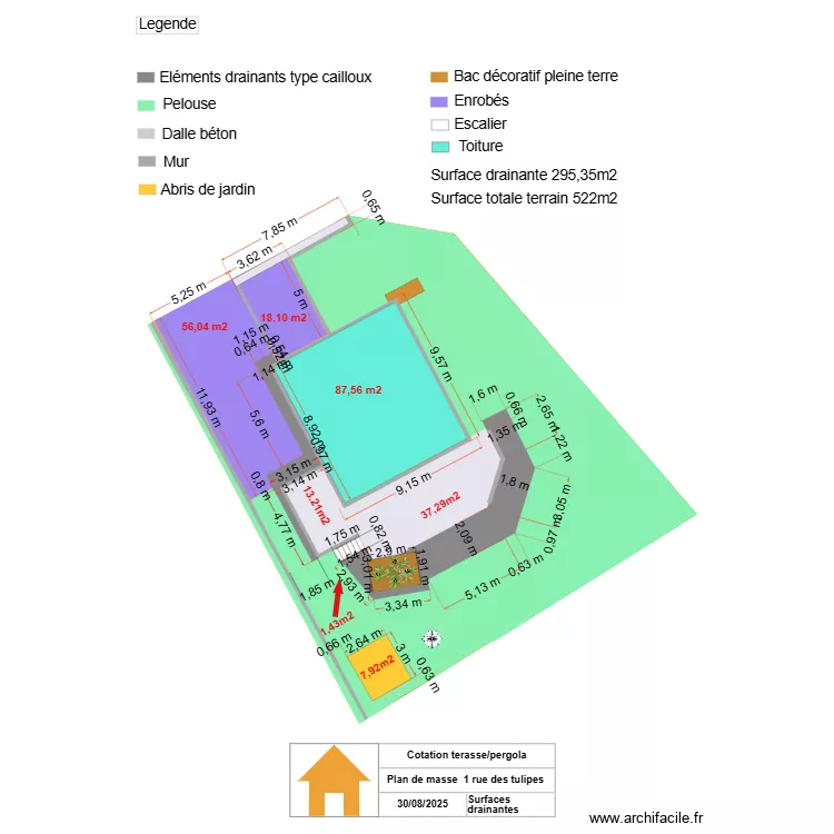 plan maison pergola surface. Plan de plan maison pergola surface. Plan de