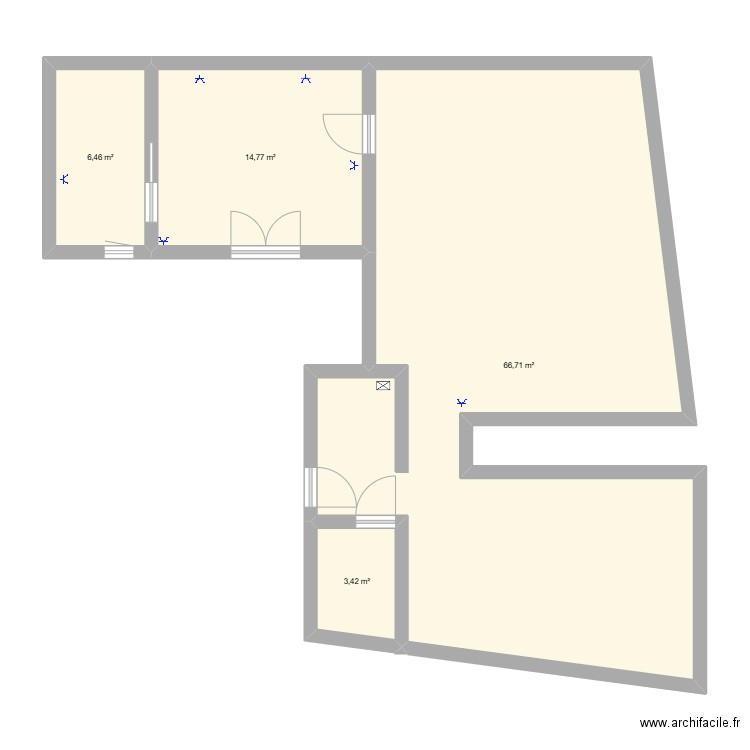 Chimier. Plan de 4 pièces et 91 m2