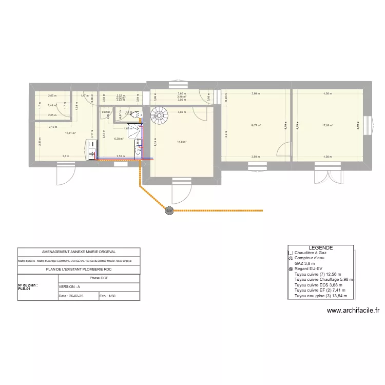 Annexe Mairie plomberie Existant. Plan de Annexe Mairie plomberie Existant. Plan de