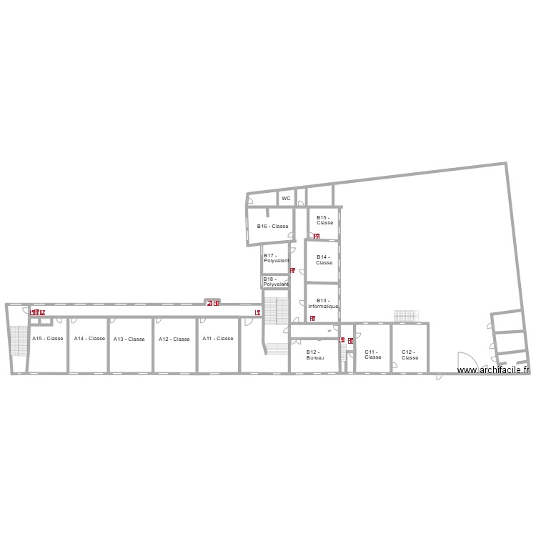 Résédas ABC niv 1. Plan de 17 pièces et 589 m2
