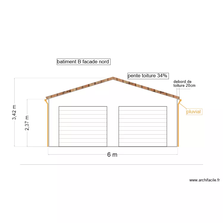 batiment B facade nord. Plan de 1 pièce et 18 m²