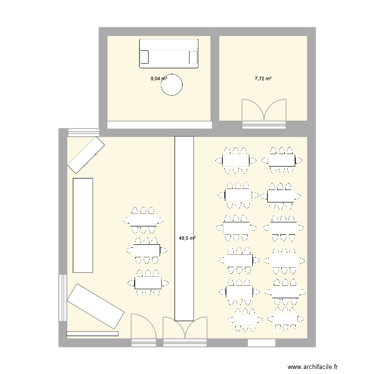 plan de table mariage. Plan de 3 pièces et 66 m2