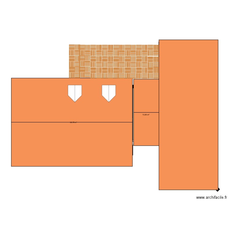 EXT GARAGE. Plan de 2 pièces et 70 m2