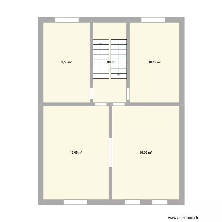 Tervuren - 2 e &eacute;tage. Plan de 5  et 58 m²