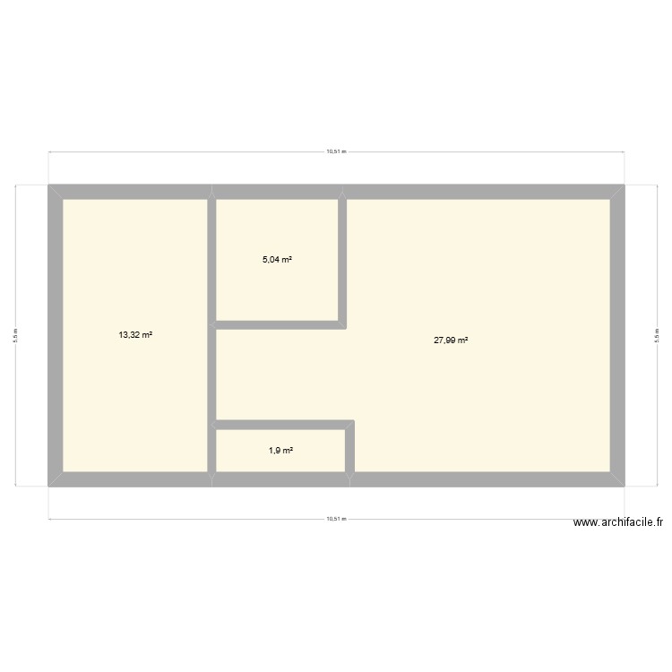 50m2. Plan de 4 pièces et 48 m2