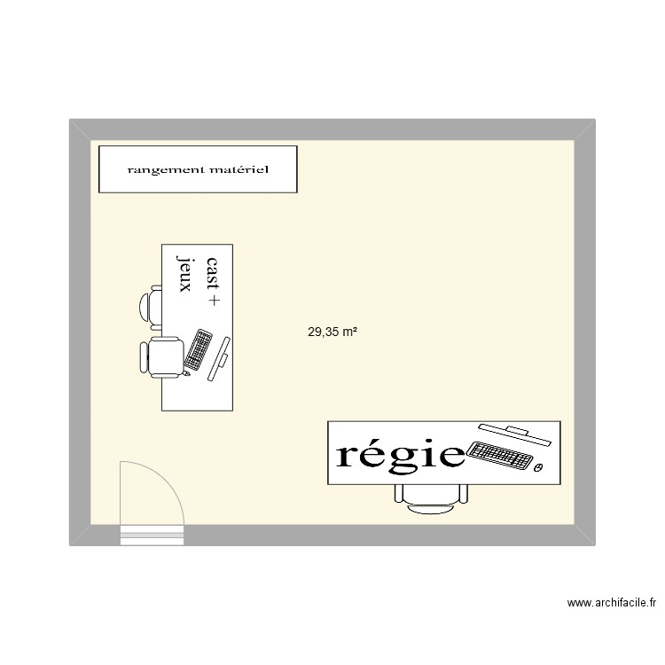 test bureau. Plan de 1 pièce et 29 m2