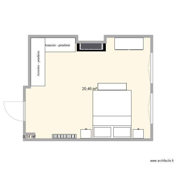 chambre jean fiolle. Plan de 2 pièces et 21 m2