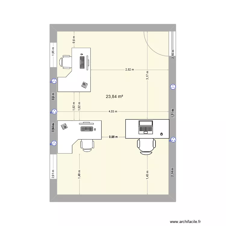 retraite1. Plan de 1  et 24 m²