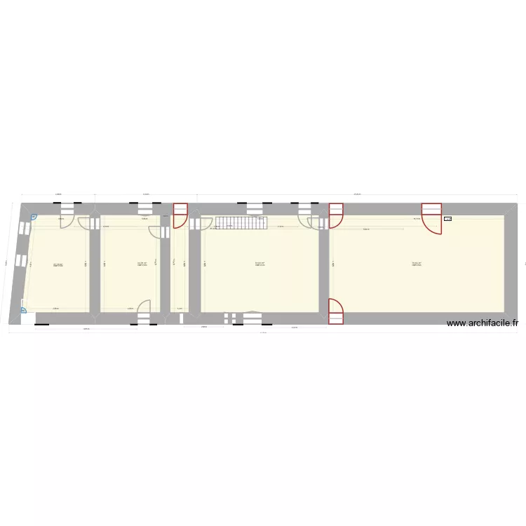 maison compl&egrave;te vide. Plan de 22  et 377 m²