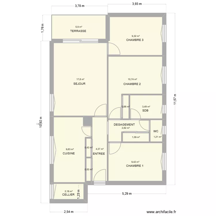 MICHEL. Plan de 16  et 80 m²