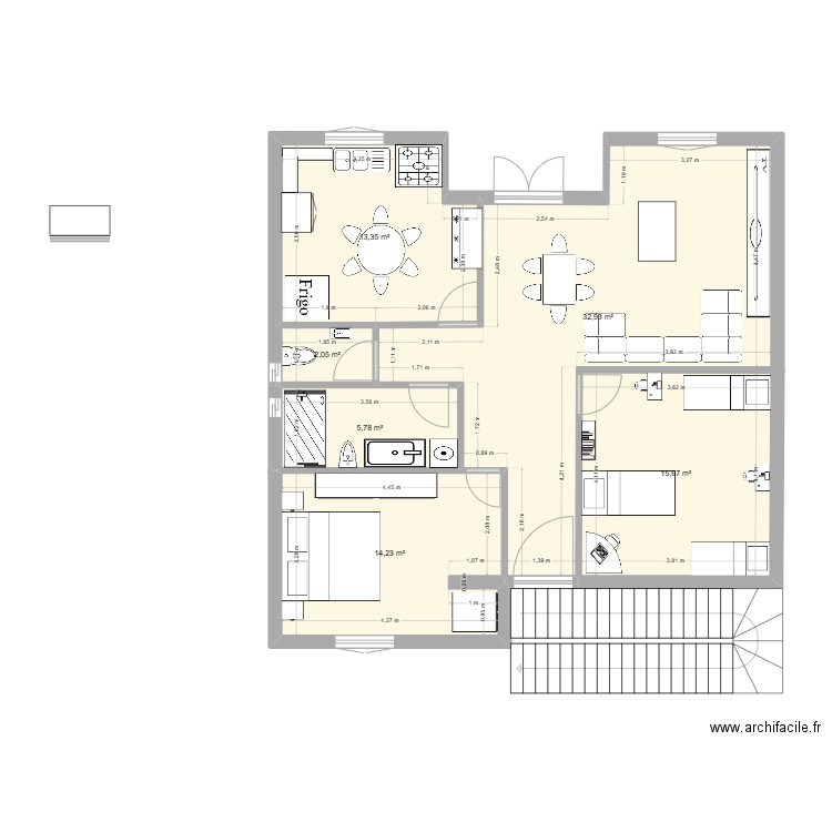 Hamadi maison modif. Plan de 6 pièces et 84 m2