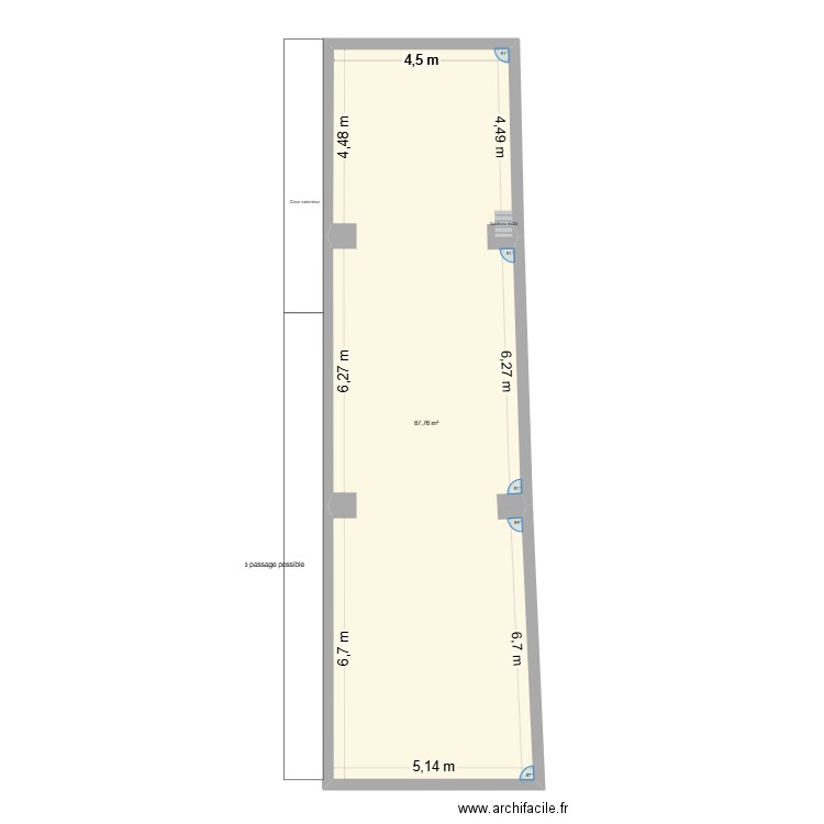 Glacerie. Plan de 1 pièce et 88 m2