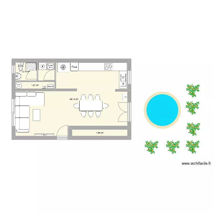 23 La Source. Plan de 4  et 42 m²