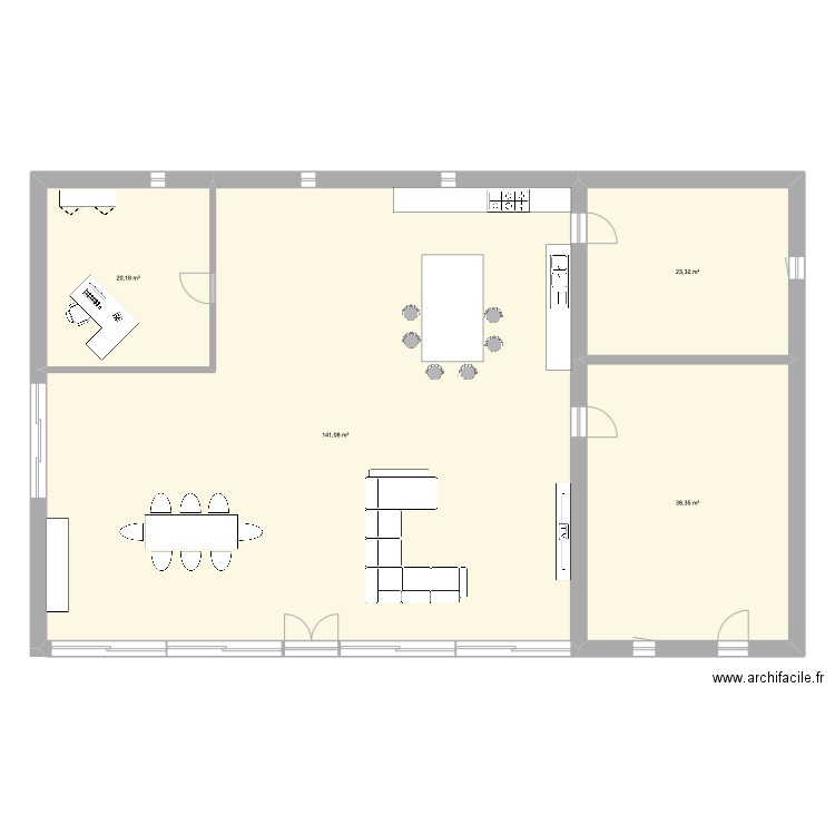 Le Puy 1. Plan de 4 pièces et 223 m2