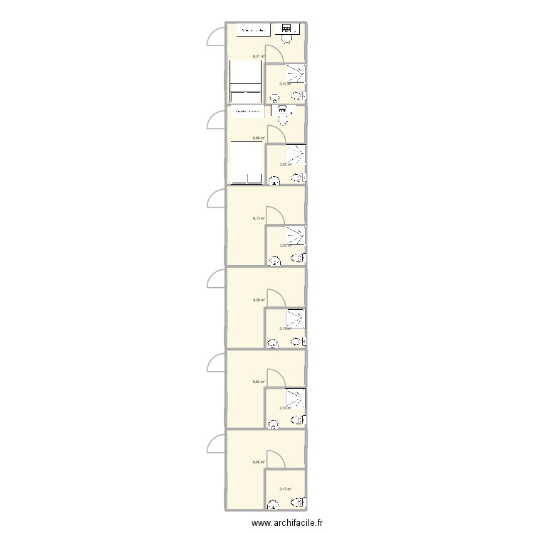 test K house. Plan de 12 pièces et 73 m2