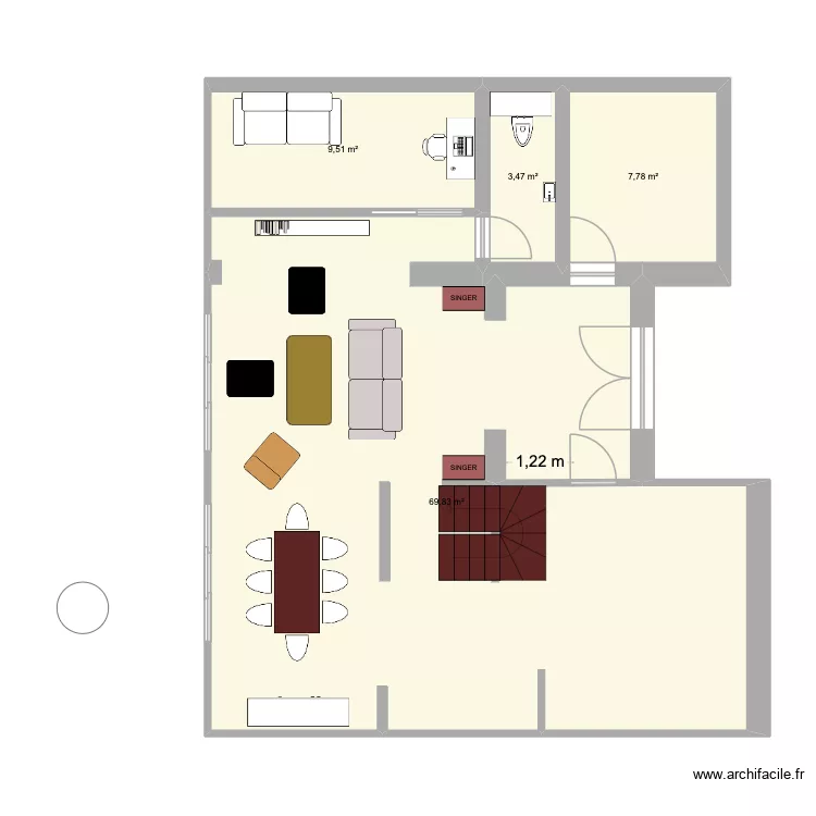 MAISON. Plan de 4 pièces et 91 m²