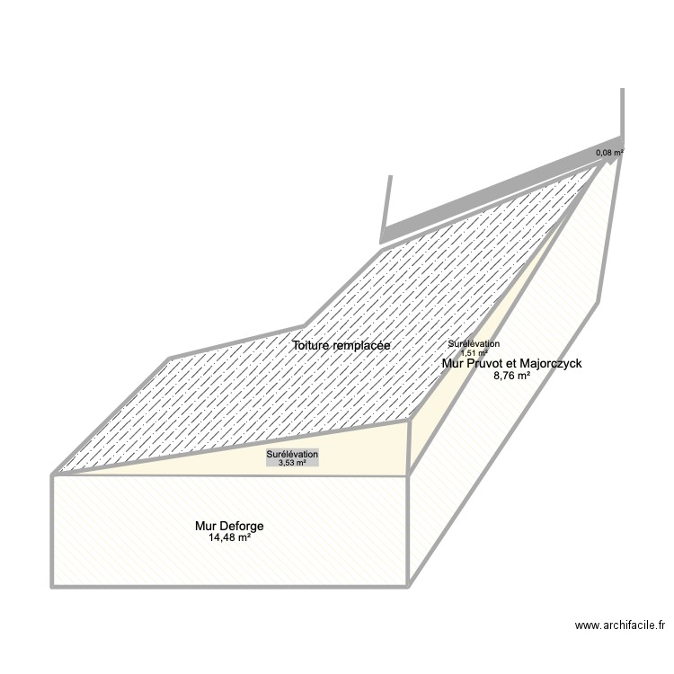 Vue 3D arrière bâtiment Thery. Plan de 6 pièces et 48 m2