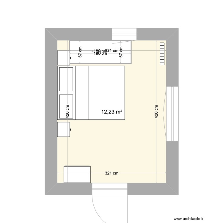 petite maison haut. Plan de 2 pièces et 15 m2