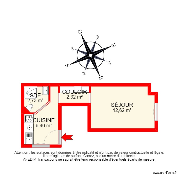 BI 18407 - . Plan de 4 pièces et 24 m2