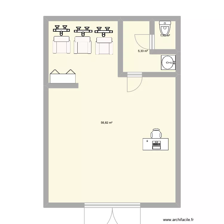plan coiffeur. Plan de 3 pièces et 64 m² plan coiffeur. Plan de 3 pièces et 64 m²