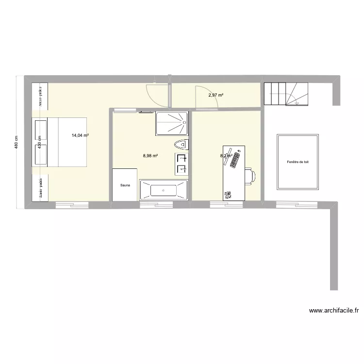 extension vierge (sdb milieu). Plan de 