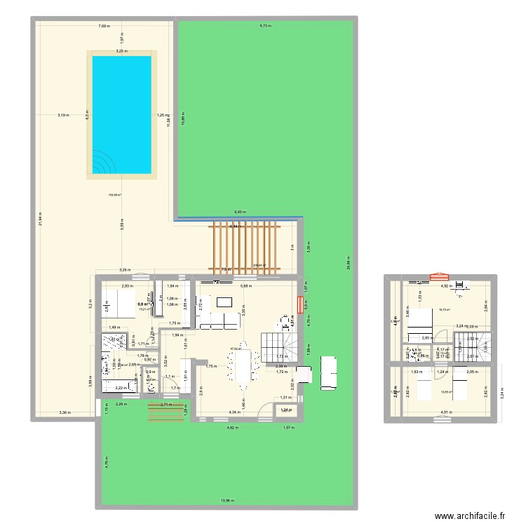 Plan maison 14/02 escalier demi tournant. Plan de 14 pièces et 476 m2