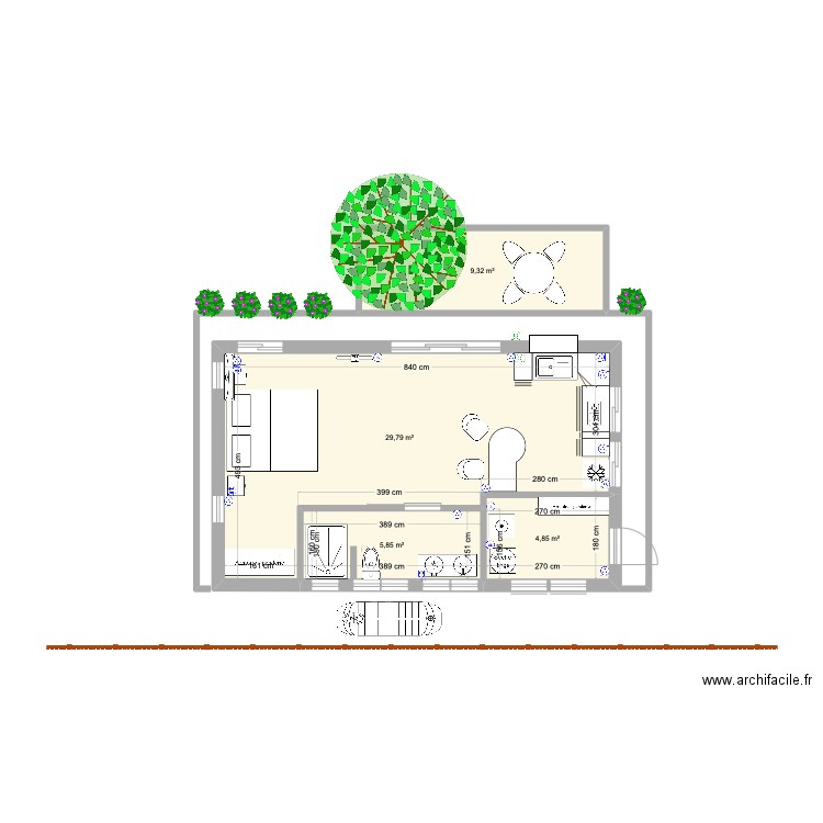 Paea Fare 2. Plan de 4 pièces et 50 m2