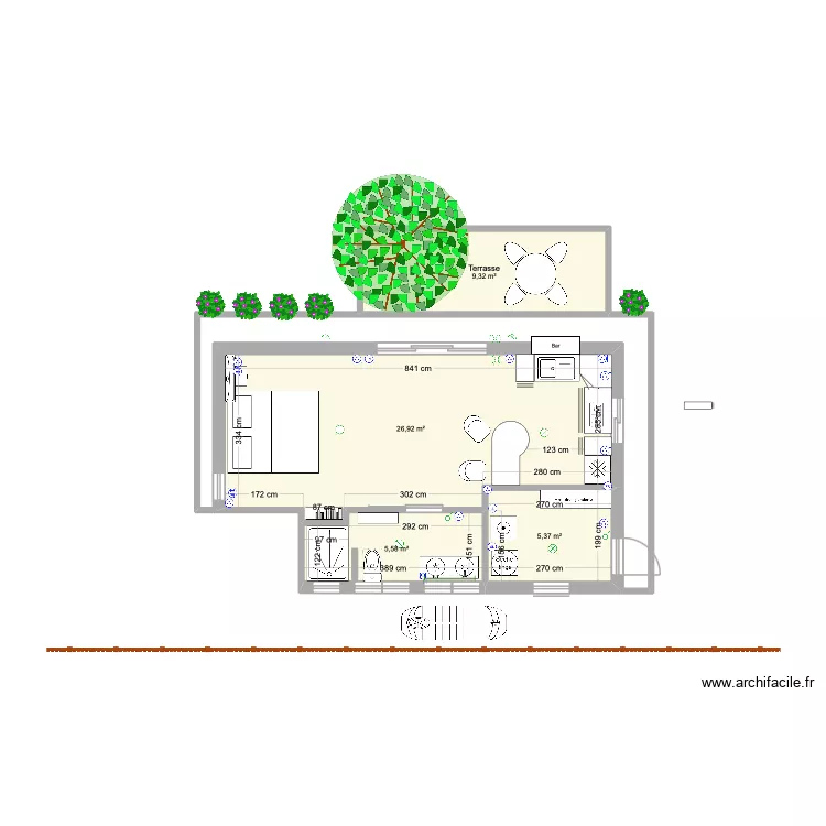 Paea Fare 2. Plan de 4 et 47 m² Paea Fare 2. Plan de 4 et 47 m²