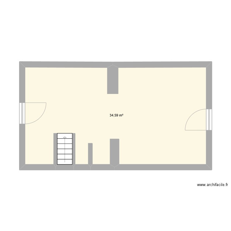 plan sous sol. Plan de 1 pièce et 35 m2