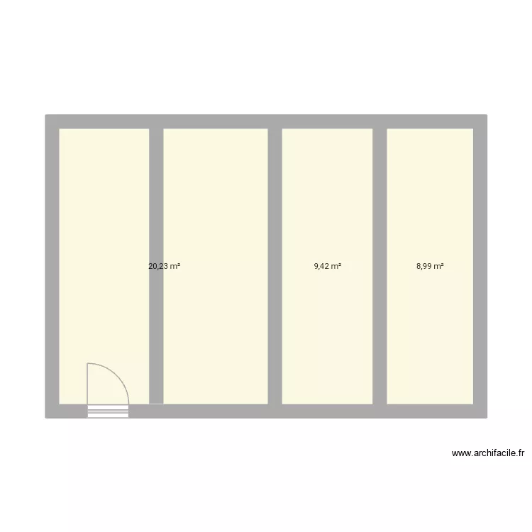 Maison &agrave; louer. Plan de 3 pièces et 39 m²
