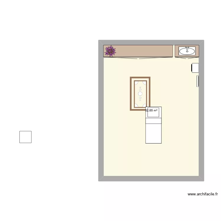 cabine soins visage. Plan de 1  et 33 m²