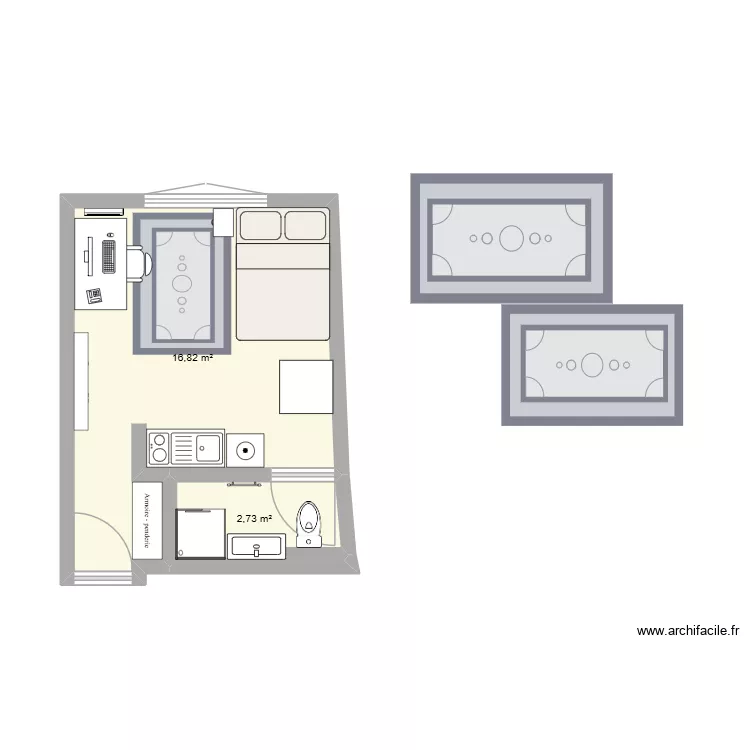 Appart Rennes. Plan de 2  et 20 m²