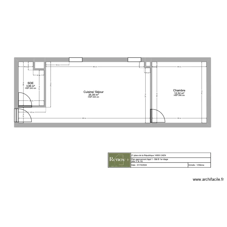Plan agencement local Bat C - CAEN. Plan de 