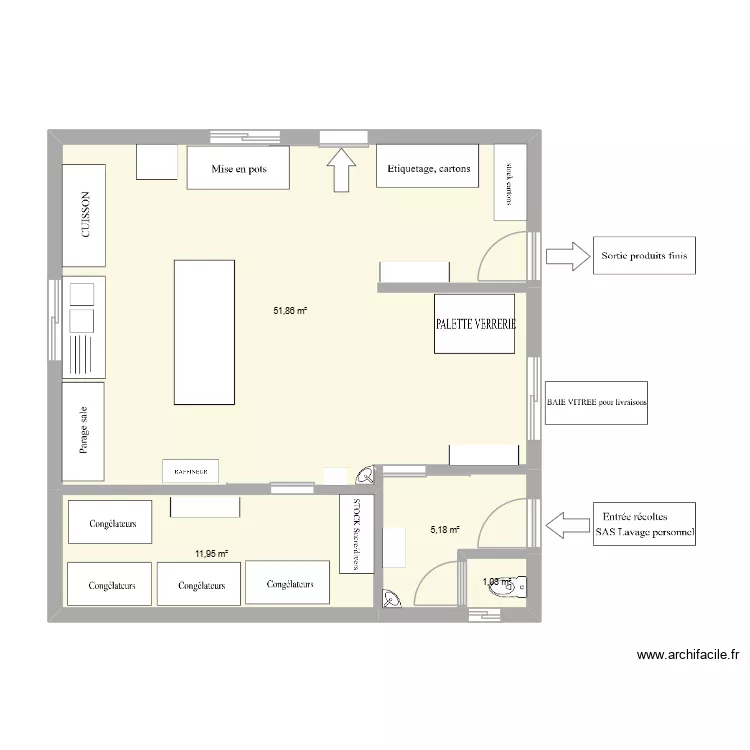 LABO PF. Plan de 4  et 70 m²