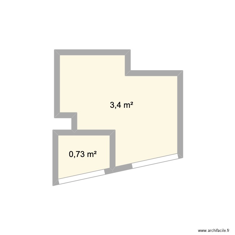 sdb magenta. Plan de 2 pièces et 4 m2