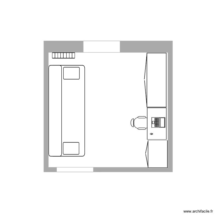 Eberrena bureau. Plan de 1  et 7 m²