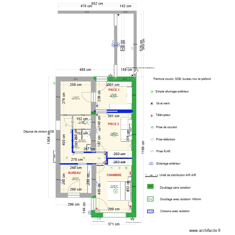 CHASTENET ELECTRIQUE. Plan de 8 pièces et 55 m2