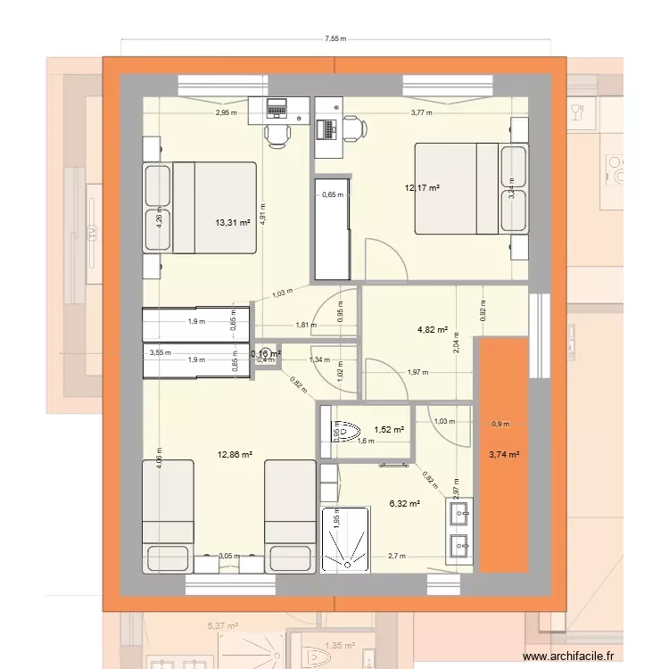 Lutins4. Plan de 14 Pièces et 161 m²